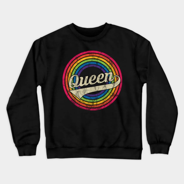 Queen - Retro Rainbow Faded-Style Crewneck Sweatshirt by MaydenArt